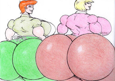 2girls absurd_res ass ass_focus big_ass breasts cartoon cartoon_network clothed clothing crossover curvy curvy_body curvy_figure dexter's_laboratory dexter's_mom female female_only hi_res huge_ass hyper hyper_ass looking_back milf mundoparaiso2 nickelodeon rita_loud the_loud_house thicc thick thick_ass thick_thighs voluptuous voluptuous_body voluptuous_female