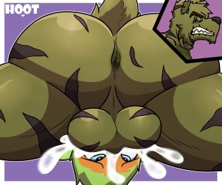 anthro anus ass backsack balls ballsack big_balls bird blowjob cum cum_in_mouth cum_inside deepthroat dg254 ejaculation five_nights_at_freddy's fnaf fur furry furry_only gay green_fur male male/male male_only nude oral penetration sex sparkx springtrap springtrap_(fnaf)