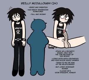 2d 2d_(artwork) balls big_penis black_eyes black_hair blush bracelet character_sheet clothed clothing cock collar emo emo_boy english_text erect_penis erection gay_denial goth goth_boy huge_balls huge_cock human krusha64612042 light-skinned_male light_skin looking_away male original original_character pale-skinned_male pale_skin penis pubes pubic_hair reilly_mccullough_(krusha64612042) shy skinny tanktop text uncensored veiny_penis