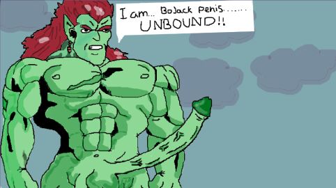 bojack buff dragon_ball dragon_ball_super dragon_ball_z genitals ginger ginger_hair green_body green_skin long_penis male male_focus male_only penis solo_male