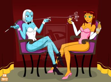 alien_girl blue_skin breasts cigarette corruption dc dc_comics dead_source female female_only femdom femsub happy_trance hypnotic_smoking hypnotized_hypnotist jimryu large_breasts magic magician ravebo raven_(dc) red_hair short_hair smoke smoking spiral_eyes starfire super_hero symbol_in_eyes teen_titans thighhighs transformation watermark western white_hair