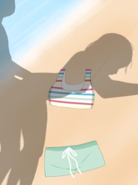 beach beach_sex bikini doggy_style dressed_shadow_(meme) hard_sex hardcore love_live! love_live!_sunshine!! naked saito_shuka seiyuu shadow swimwear