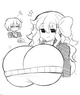 1boy 1girls annabee_(woebeeme) ass big_breasts breasts female gigantic_boobs gigantic_breasts gigantic_tits huge_boobs huge_breasts larger_female male massive_ass massive_boobs massive_breasts massive_butt massive_thighs massive_tits motthew_(woebeeme) tiny_male woebeeme