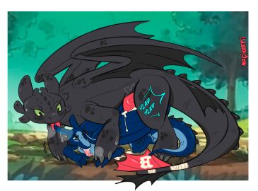 adobe_photoshop_(artwork) anthro bodily_fluids digital_media_(artwork) dragon dreamworks duo european_mythology fury_(httyd) genital_fluids hi_res how_to_train_your_dragon magikarpii male male/male male_penetrated male_penetrating male_penetrating_male monster mythological_creature mythological_scalie mythology night_fury nude penetration scalie sex tail teratophilia toothless western_dragon wings