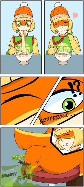 arms_(game) eating_food fart fart_cloud fart_fetish farting green_eyes min_min_(arms) mrtomato8224 nintendo ramen