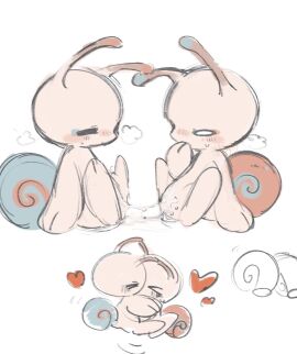 anthro bodily_fluids chibi duo female gastropod gastropod_shell genital_fluids hi_res mollusk mollusk_shell pussy sex shell slime snail tribadism udmoxsg vaginal_fluids vaginal_penetration