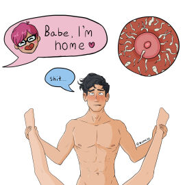 1girls 2boys abs almost_caught bisexual black_hair blue_eyes blush cheating cheating_(relationship) cheating_boyfriend cuckold cum cum_in_pussy cum_inside dc dc_comics duo_focus female glasses holding_legs human impregnation jay_nakamura jon-el jonathan_kent male muscular muscular_male netorare ntr pink_hair pussy sperm_cell sperm_meets_ovum straight stud superboy superboy_(jonathan_kent) sweating taker_pov trio vaginal_penetration x-ray xammile