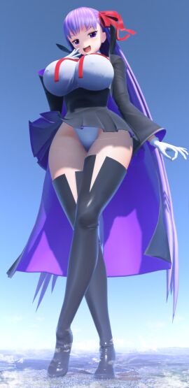 1girls 3d bb_(fate) breasts building city destruction fate_(series) female giantess large_breasts nandeyanengts purple_eyes purple_hair