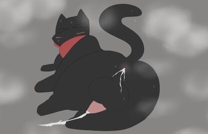 absurd_res anal_orgasm anus ass balls bodily_fluids butt_focus cooldude782 cum cum_drip cum_in_ass cum_inside domestic_cat dripping ejaculation felid feline felis feral genital_fluids genitals hands-free hi_res leaking leaking_anus leaking_cum lying male male/male mammal musk musk_clouds nichijou on_front orgasm penis presenting presenting_hindquarters raised_tail sakamoto_(nichijou) solo sweat sweatdrop sweaty_balls sweaty_butt sweaty_genitalia tail