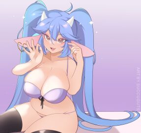 1girls big_breasts breasts chubby_female cow_girl female female_only indie_virtual_youtuber leggings succuguts succuguts_(character) twintails underwear_only virtual_youtuber vtuber