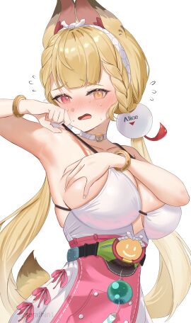 1girls absurd_res alice_thymefield alice_thymefield_(sea_of_thyme) armpits beach big_breasts blonde_hair blush blushing_at_viewer breasts bunny_ears bunny_girl embarrassed female heterochromia highres large_breasts looking_at_viewer official_alternate_costume serafhin swimsuit twintails white_hairband zenless_zone_zero