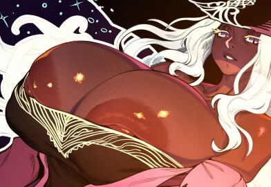 ai_assisted cleavage cleavage_overflow colored dark-skinned_female elden_ring_nightreign gemchi recluse_(nightreign)