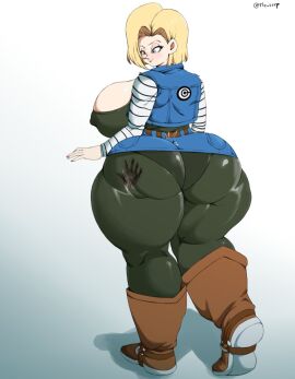 1girls android_18 ass back_view big_ass big_breasts big_butt breasts bubble_ass bubble_butt dragon_ball dragon_ball_z fat_ass fat_butt female huge_ass huge_butt skirt the_zeep thick_ass thick_butt thick_thighs