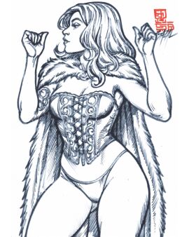 artist_request black_and_white breasts colorless corset emma_frost female hellfire_club long_hair marvel marvel_comics medium_breasts no_color panties white_queen wide_hips x-men