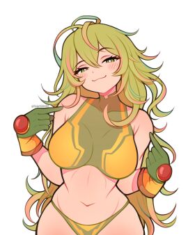 1girls artist_request boku_no_hero_academia breasts female female_focus female_only green-haired_female green_eyes green_hair hi_res large_breasts light-skinned_female light_skin looking_at_viewer midriff my_hero_academia my_hero_academia_(finale) post-timeskip smile solo thighs tooru_hagakure tooru_hagakure_(post-timeskip) tooru_hagakure_(visible) wide_hips