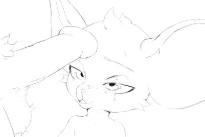 animated anthro bodily_fluids cum cum_on_face duo female genital_fluids greyscale joelanimation male monochrome