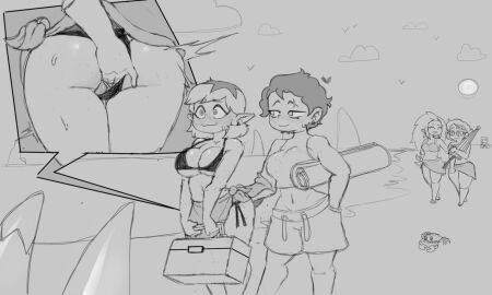 2d 2d_(artwork) 4girls amity_blight ass baecohn beach bikini breasts camila_noceda canon_couple disney disney_channel eda_clawthorne female female_only fingering fingering_partner girlfriends greyscale hair latina latina_milf looking_at_another looking_at_partner luz_noceda monochrome sun surprise surprised surprised_expression tagme the_owl_house the_owl_house_(finale) yuri