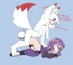 anthro balls big_balls big_penis bottomwear bottomwear_down canid canine clothing duo fox genitals humanoid jratking knot knotted_penis knotting male male/male mammal miko_(jratking) penis skirt_down x-ray_view