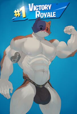 1boy 2024 :3 abs absurd_res anthro areola bara biceps big_bulge big_muscles blue_background blush bodily_fluids bulge clothed clothing deuzion domestic_cat dot_eyes dripping english_text epic_games eyebrows felid feline felis flexing fortnite fur gay genital_fluids heart_symbol hi_res jockstrap jockstrap_only looking_at_viewer male male_only mammal masculine_male meowscles meowscles_(fortnite) muscles muscular muscular_anthro muscular_male navel nipples obliques pecs precum precum_drip precum_through_clothing precum_through_jockstrap precum_through_underwear serratus simple_background smile solo standing tattoo text topless topless_anthro topless_male tuft underwear underwear_only versace victory_royale video_games wet wet_clothing wet_jockstrap wet_underwear yaoi
