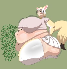 1girls animal_ears animal_tail artist;bonnestar12 belly big_belly bonnestar12 breasts digestion fat fat_ass fat_butt fat_female female female_pred huge_breasts hyper hyper_belly hyper_breasts hyper_thighs kemono kemono_friends obese thick_thighs vore vore_belly weight_gain