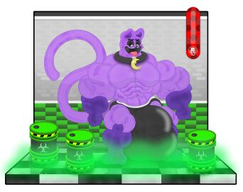 absurd_res anthro balls barrel big_muscles biohazard biohazard_barrel biohazard_symbol brick_wall bulge catnap_(poppy_playtime) clothed clothing critters_(poppy_playtime) domestic_cat excited excited_face felid feline felis fur genitals happy hazard_symbol hi_res huge_muscles hyper hyper_muscles jdbo-arts jewelry long_tail male mammal mob_entertainment moon_necklace muscular necklace penis png_file poppy_playtime smile smiling_critters solo symbol tail tongue tongue_out underwear virus_(organism) wall_(structure) yellow_pendant