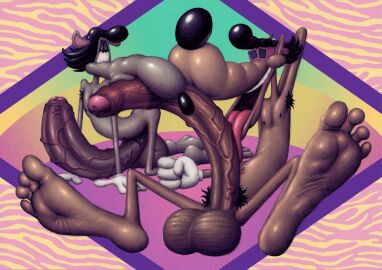 anthro armpit_hair autofellatio bazilracoondog big_feet big_penis big_snout body_hair canid canine canis clothing domestic_dog duo eyewear feet fellatio foot_fetish genitals gloves handwear hi_res huge_cock huge_feet humanoid_feet humanoid_genitalia humanoid_penis hyper hyper_feet hyper_genitalia hyper_penis male male/male male_only mammal masturbation murid murine nipples oral oral_masturbation penile penile_masturbation penis plantigrade pompadour rat rodent sex slim sunglasses ten-kun toony toony_eyes