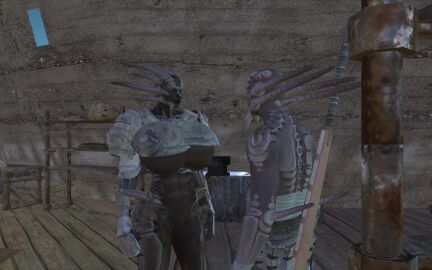 1boy armor breasts female femdom kenshi large_breasts male muscular muscular_female shek tail tall_female