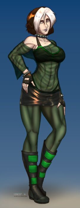 1girls anna_marie female female_only image_set looking_at_viewer marvel marvel_comics rogue_(evolution) rogue_(x-men) short_hair solo tomboy unop variant_set x-men x-men_evolution