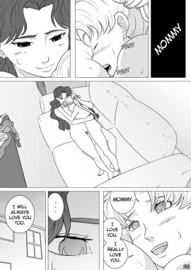 after_sex aftercare age_difference bishoujo_senshi_sailor_moon black_and_white breasts comic cuddling english english_text female head_on_breasts ikuko_tsukino incest love manga monochrome mother_and_daughter naked naked_female older_female older_female_and_younger_female sailor_moon tdf usagi_tsukino yuri