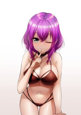 big_breasts breasts cleavage d4dj female female_only fully_clothed hidaka_saori kougami revealing_clothes swimsuit