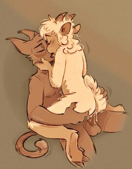 3_eyes anal anal_sex anthro anthro_on_anthro anthro_penetrated anthro_penetrating anthro_penetrating_anthro ass balls biped black_body black_fur black_tail bodily_fluids bovid caprine closed_eyes cult_of_the_lamb cum cum_in_ass cum_inside domestic_cat duo erection ewe felid feline felis freckledbastard french_kissing fur genital_fluids genitals grabbing_ass hi_res horn kissing lamb_(cult_of_the_lamb) male male/male male_penetrated male_penetrating male_penetrating_male mammal massive_monster_(studio) multi_eye narinder penetration penile penile_penetration penis sex sheep straddling tail white_body white_fur