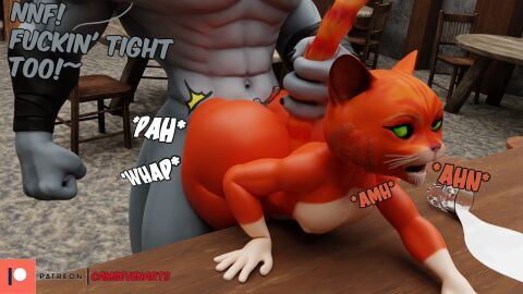 3d abs against_surface anal anal_sex anthro ass bent_over beverage big_dom_small_sub bubble_ass bubble_butt camseven canid canine canis chair cheek_tuft container counter cup death_(puss_in_boots) death_(valorlynz) dialogue digital_media_(artwork) domestic_cat dominant dreamworks duo facial_tuft felid feline felis fist from_behind_position fur furniture fuzzy glass glass_container glass_cup green_eyes grey_body grey_fur inside looking_pleasured lying male male/male mammal milk moan muscular muscular_anthro muscular_male navel nude on_front open_mouth orange_body orange_fur penetration profanity puss puss_in_boots_(dreamworks) puss_in_boots_(film) puss_in_boots_the_last_wish sex shrek_(series) size_difference smaller_male spilled_beverage spilled_drink spilled_liquid spilled_milk standing standing_behind table tail tail_grab tail_pull text thick_thighs tuft whiskers wolf