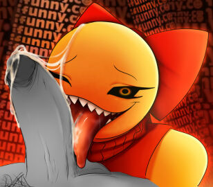 anon character_request copyright_request cum evil friday_night_crunchin ifu_(friday_night_crunchin) ifunny male penis sharp_teeth tagme text_background