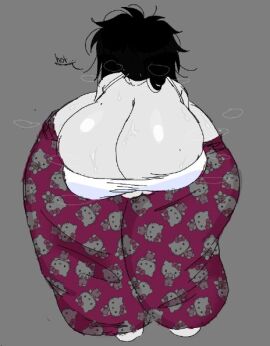 1girls 2024 2d 2d_(artwork) 2d_artwork ass baggy_pants big_ass big_breasts black_hair breasts chubby chubby_female cleavage curvaceous curvy curvy_figure english_text female female_focus front_view gigantic_breasts gigantic_thighs grey_background heavensthroat hello_kitty huge_ass huge_breasts large_ass large_breasts mature_female messy oc original original_character roblox sketch solo solo_focus sweat sweatdrop sweating sweaty sweaty_breasts tank_top text thick_thighs top_heavy trixie_(heavensthroat) voluptuous wide_hips