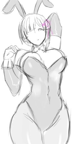 1girls artneika_(artist) bowtie breasts bunny_ears bunnysuit curvaceous curvy curvy_body curvy_female curvy_figure female fit fit_female gloves large_breasts re:zero_kara_hajimeru_isekai_seikatsu rem_(re:zero) short_hair thick_thighs