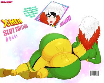 1girls anna_marie ass big_ass big_breasts big_butt big_lips bimbo bimbo_body bimbo_lips breasts bubble_ass busty comic comic_page curvy defeated devil_daddy english_text female gloves green_eyes heels hourglass_figure huge_ass huge_breasts huge_butt imminent_sex laying_on_side lips long_hair looking_at_viewer looking_pleasured marvel marvel_comics meme on_the_floor open_mouth red_lips red_lipstick rogue_(x-men) rogue_dat_ass_(meme) round_ass skin_tight skin_tight_outfit skin_tight_suit superheroine text voluptuous x-men