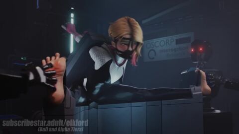 bondage breath_play elklordart gagged gwen_stacy_(spider-verse) interrogation tagme tickle_torture tickling tickling_feet video young