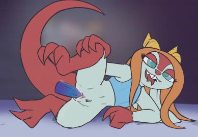 ahe_gao almost_nude animated anthro blue_eyes blue_fur bunny_ears bunny_girl claws cum cum_in_pussy disembodied_penis ejaculation female_focus loop looping_animation on_bed on_side orange_hair sharp_teeth sound tagme tail tongue tongue_out vaginal_penetration video