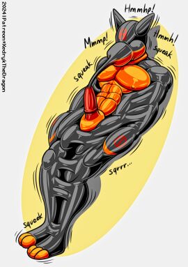 after_transformation bodily_fluids bound breast_milking clothing drone encasement genitals goo_(disambiguation) handwear hi_res lactating latex mittens mummification mummified mummy mummy_wrappings penis struggling transformation tube undead xedryk