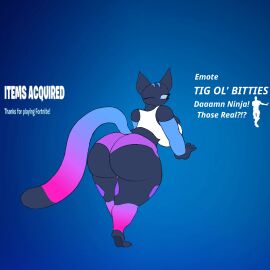 1girls 3_toes 5_fingers animated anthro armored_lynx_(fortnite) armwarmers armwear ass ass_bigger_than_head bare_shoulders barely_contained big_ass black_body blue_eyes booty_shorts bouncing_ass bouncing_breasts breasts breasts_bigger_than_head bubble_ass bubble_butt bursting_breasts clawed_feet cleavage cleavage_overflow dancing dolphin_shorts epic_games eyelashes feline female female_only fortnite furry gif gradient_background item_description jiggle jiggling_ass jiggling_breasts leg_markings legwarmers legwear loop lynx_(fortnite) markings midriff_baring_shirt multicolored_tail picothetrap presenting presenting_hindquarters reference shop short_shorts shorts sideboob small_feet solo swaying swaying_breasts swaying_hips tail tank_top teasing text thick_thighs twerking wink winking winking_at_viewer wobbling_ass