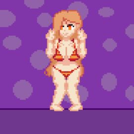 blonde_hair chainsaw_man female power_(chainsaw_man) red_eyes swimsuit white yellow_hair