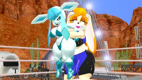 2girls 3d anthro arm_lock bikini bunny_ears bunny_girl bunny_tail duo duo_female duo_focus female kabalmystic kabalmystic_(style) pokemon pokemon_(species) rabbit rabbit_ears rabbit_girl rabbit_tail ryona size_difference sonic_(series) sonic_the_hedgehog_(series) sports_bra sports_shorts sports_uniform sportswear tagme vanilla_the_rabbit vanilla_the_rabbit_(kabalmystic) wrestling wrestling_ring zetareta