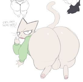 anthro ass bad_anatomy balls ballsack big_ass big_butt bubble_ass bubble_butt cat_boy catboy cute cute_fang femboy femboy_only feral gay girly looking_at_viewer looking_back male sweater tika_(tuggg) tuggg