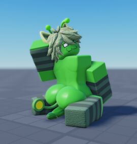 3d alien ass baseplate cock femboy green green_hair green_skin male penis posing roblox robloxian self_upload svenskii tagme thighhighs