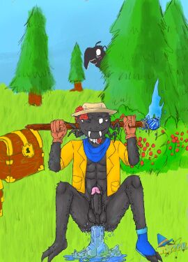 1boy 2_toes 2d abs anal anal_masturbation anal_sex anthro arachnid arthropod balls balls_tuft bandage beard belly_tuft black_body black_fur blush clothing crouching digital_drawing_(artwork) digital_media_(artwork) don't_starve don't_starve_(series) dripping duo erection facial_hair fangs feet flower fur gem genitals gloves grass half-closed_eyes handwear hat headgear headwear hi_res holding_object ice ice_penis jacket klei_entertainment looking_at_viewer magic male male_focus male_only male_penetrated masturbation mostly_nude mostly_nude_anthro narrowed_eyes penetration penis plant rose_(flower) sex_toy shadow_creature shadow_creature_(don't_starve) shrub sky smile solo solo_focus solo_male spider staff surprised_expression teeth terrorbeak_(don't_starve) toes topwear torn_shoes toying_self tree tuft vein veiny_penis water_drop webber wispypie