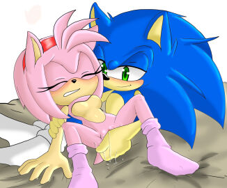 amy_rose angelofhapiness anthro eulipotyphlan female fingering fingering_partner hedgehog mammal nude nude_female pussy socks_only sonic_(series) sonic_the_hedgehog wet_pussy wholesome