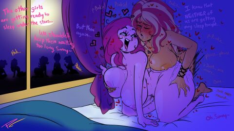 1futa 1girls ass background_characters bed bedroom blonde_hair blush breasts bubble_ass bubble_butt dialogue english_text equestria_girls fakeryway female friendship_is_magic futa_on_female futanari groping_breasts groping_from_behind groping_thighs human intersex long_hair my_little_pony on_bed pale_skin pink_hair pink_skin pinkie_pie_(eg) pinkie_pie_(mlp) pleasure_castle red_hair sex sunset_shimmer text thick_thighs thunder_thighs voluptuous yellow_skin