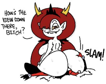 2girls ass breasts crossover disney disney_channel disney_xd face_in_ass facesitting female harley_quinn harley_quinn_(classic) harley_quinn_(injustice) hekapoo large_areolae large_ass large_breasts large_butt large_thighs larger_female star_vs_the_forces_of_evil theslashfive white_skin yellow_sclera