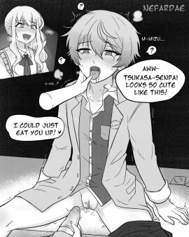 1cuntboy 1futa 1other abducted akiyama_mizuki ambiguous_gender androgynous bottomless clothed clothing condom condom_on_penis crazy crazy_eyes crazy_female crazy_smile crying cuntboy cuntboy/futa cuntboy_focus dialogue drug_use drugged_sex drugging drugs dubious_consent english_text erection female futadom futanari greyscale human intersex male masturbation mind_broken nefardae overstimulation partially_clothed penis project_sekai pussy questionable_consent rule_63 saliva salivating schoolboy schoolgirl sitting solo_focus teenager tenma_tsukasa text tongue tongue_out trans transgender