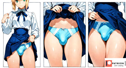 ai_generated bulge fate_(series) futanari penis saber skirt_lift